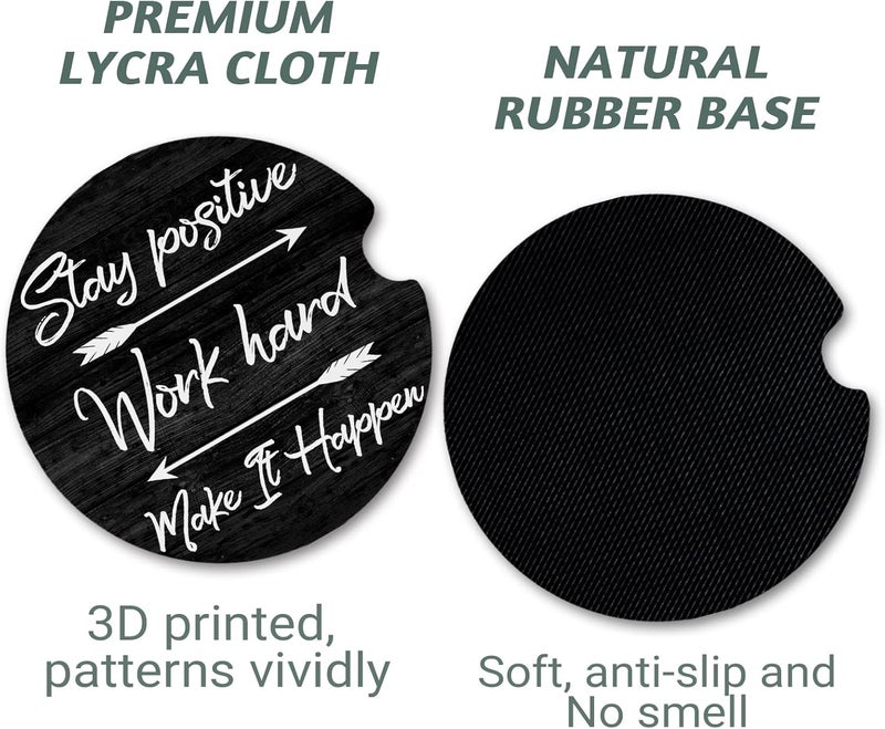Yonlevres Car Coasters for Cup Holders，2.75" Anti Slip Rubber Mat with A Finger Notch, 2 Pack Car Cup Holder Coasters for Car Interior Accessories for Women Men Positive - Image 5